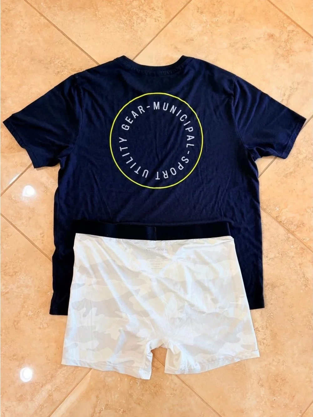 Men's White Camo Boxer Briefs with Black Waistband
