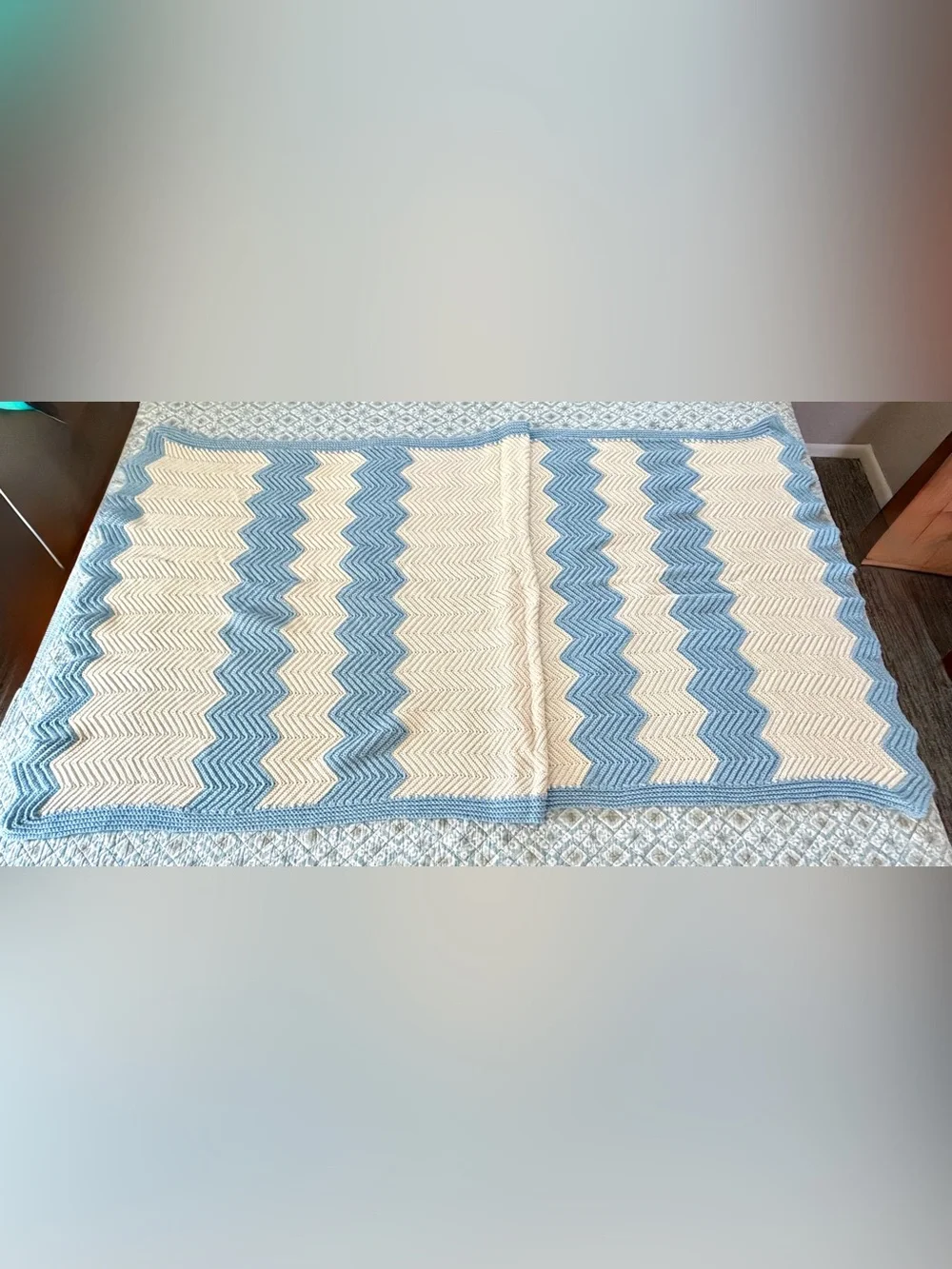 N/A crochet white afghan