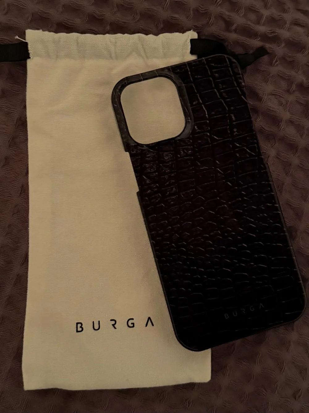 Burga Black Croc-Embossed Phone Case - Luxe Protective Cover
