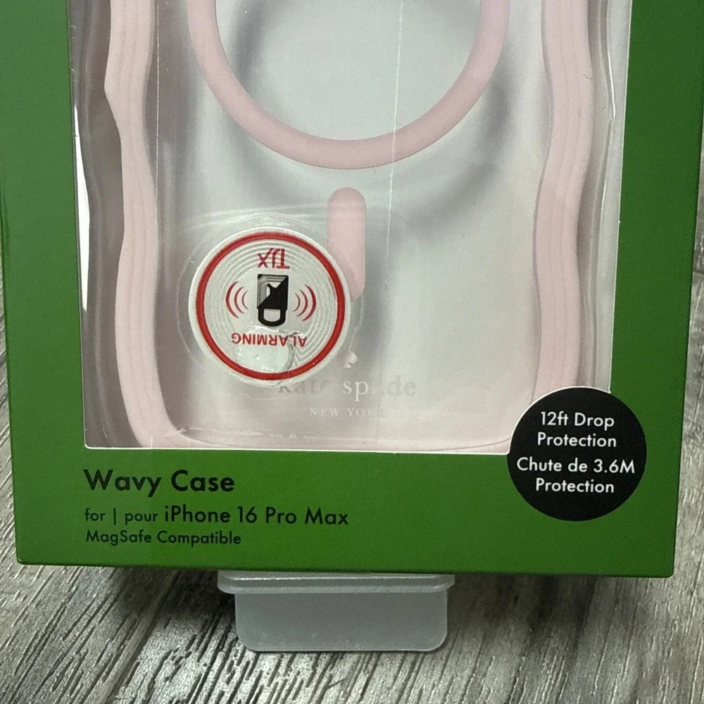 Kate Spade iPhone 16 Pro Max Case MagSafe Compatible Wavy Pink/Clear 12' Drop