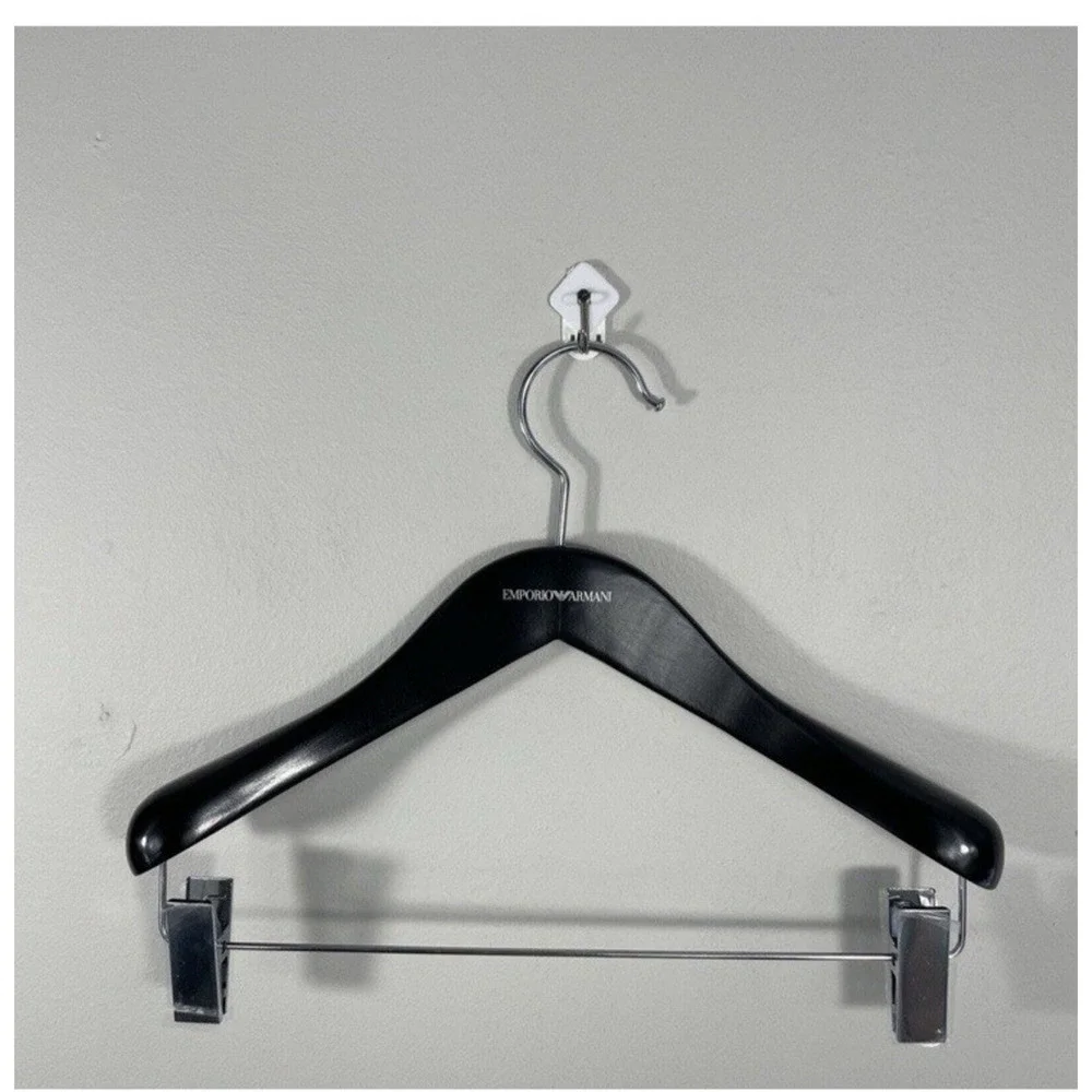 EMPORIO ARMANI Logo Black Wood Hanger For Suit, Shirts, Pants, Jackets.