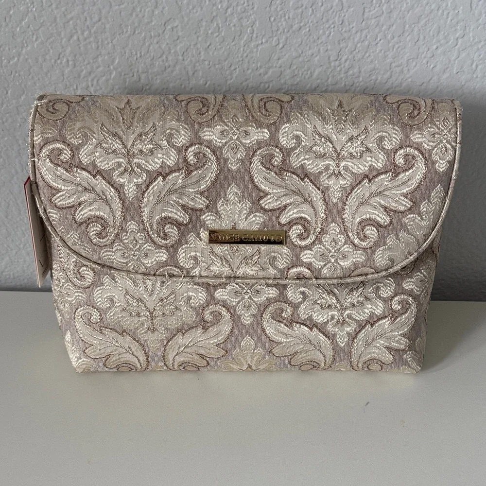 Elegant Cream and Gold Patterned Clutch