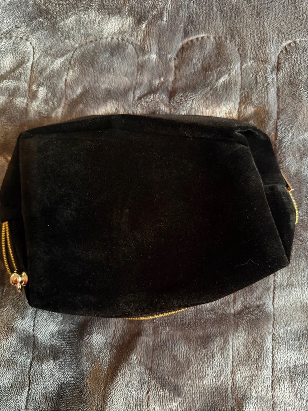 GWP!! Saint Laurent Black Velvet Cosmetic Pouch with Gold YSL Monogram
