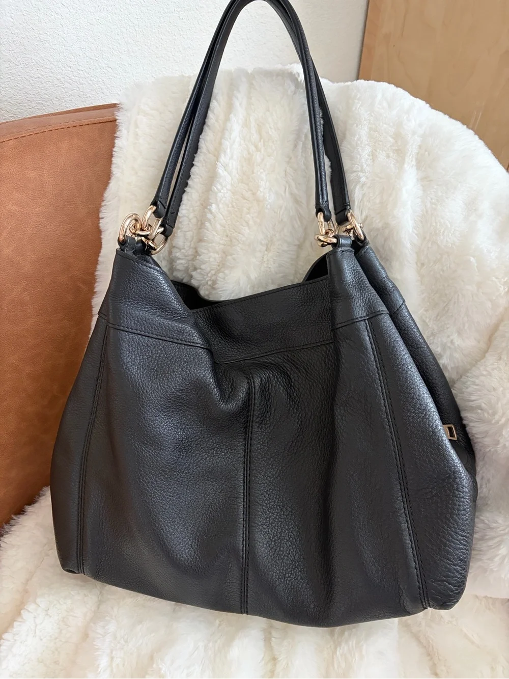 Coach Scout Black Pebbled Leather Hobo with Gold Accent Hardware