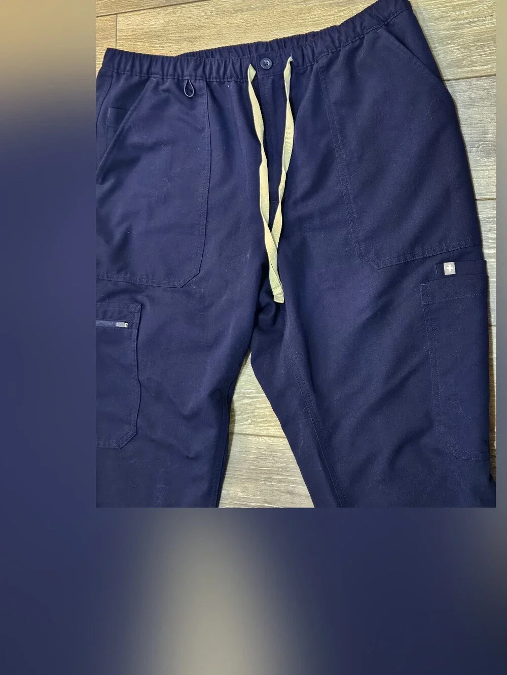 Figs Men's Navy Drawstring Joggers Scrub Pants Size Xlarge Short