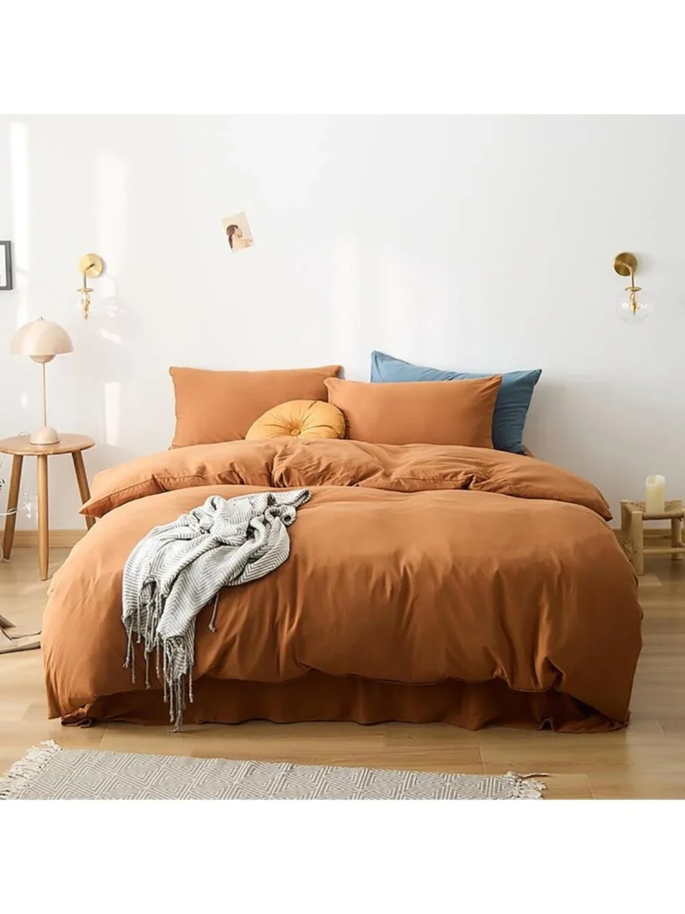Cozy Pumpkin Comforter Set King - Soft Rust Terracotta Bedding, Warm Brown Quilt