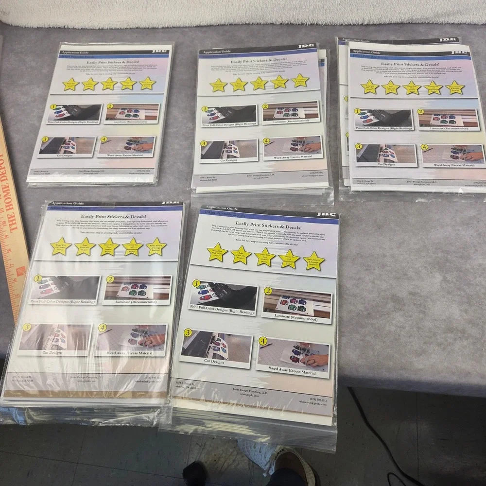 JDC Inkjet Printable Decal Vinyl Sheets for Stickers and Custom Designs 5pks