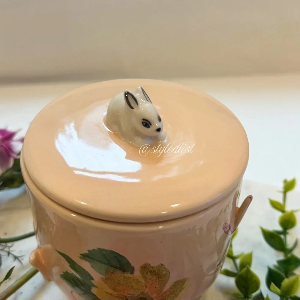 Gardenia Fresh White Cashmere & Musk Ceramic Candle Peach NIB + Free Gifts