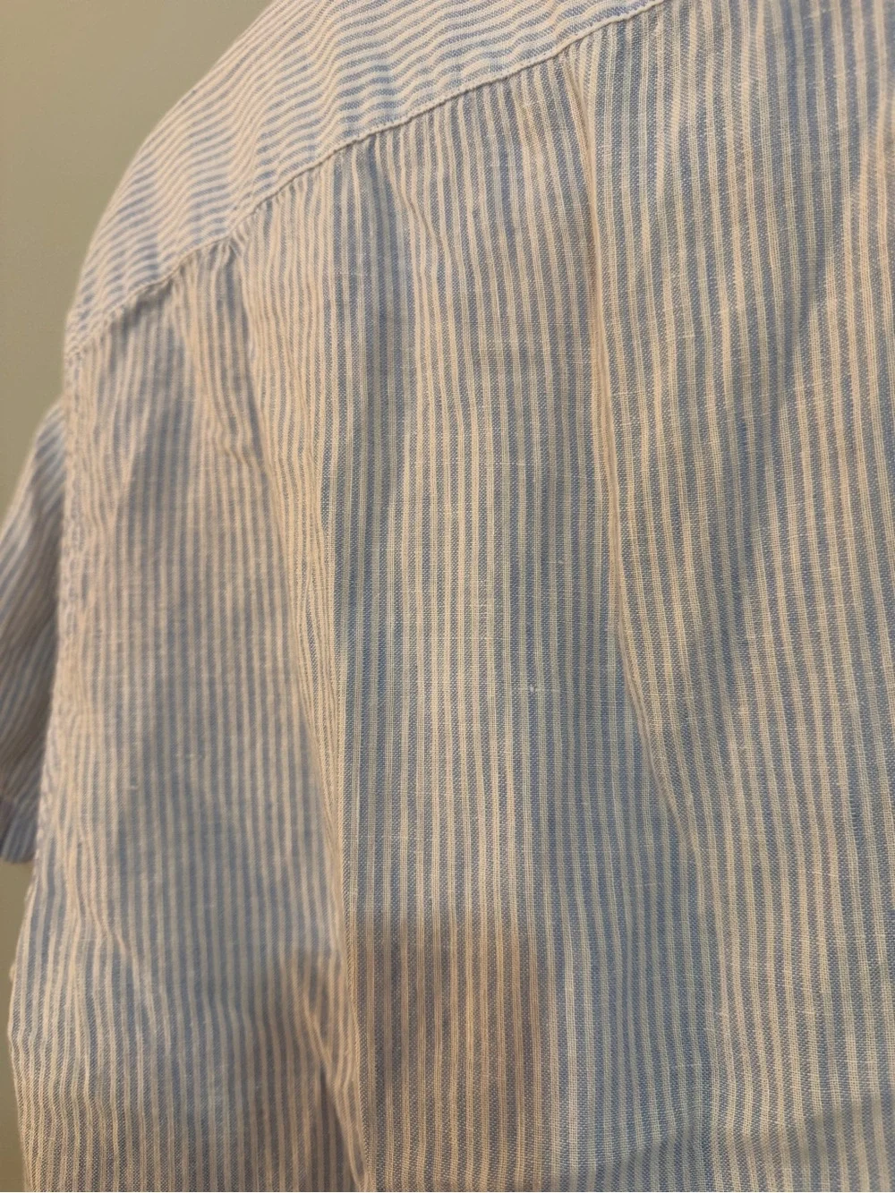 J. Crew Men's Short-Sleeve Button-Down Shirt in Blue and White Stripe