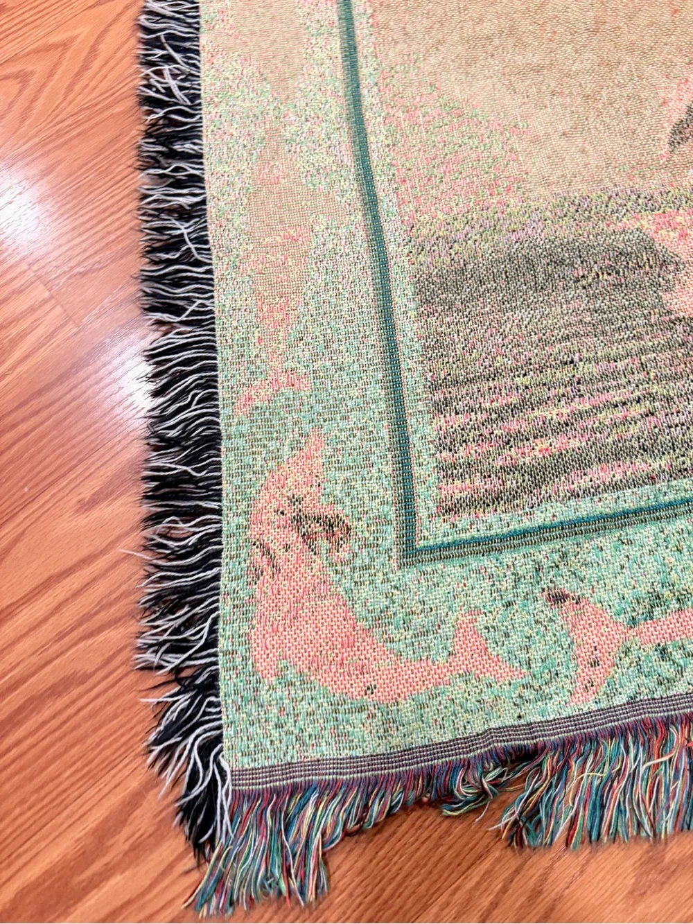 Vintage tapestry Dolphin Coastal Throw Blanket - Teal & Blue 54x48