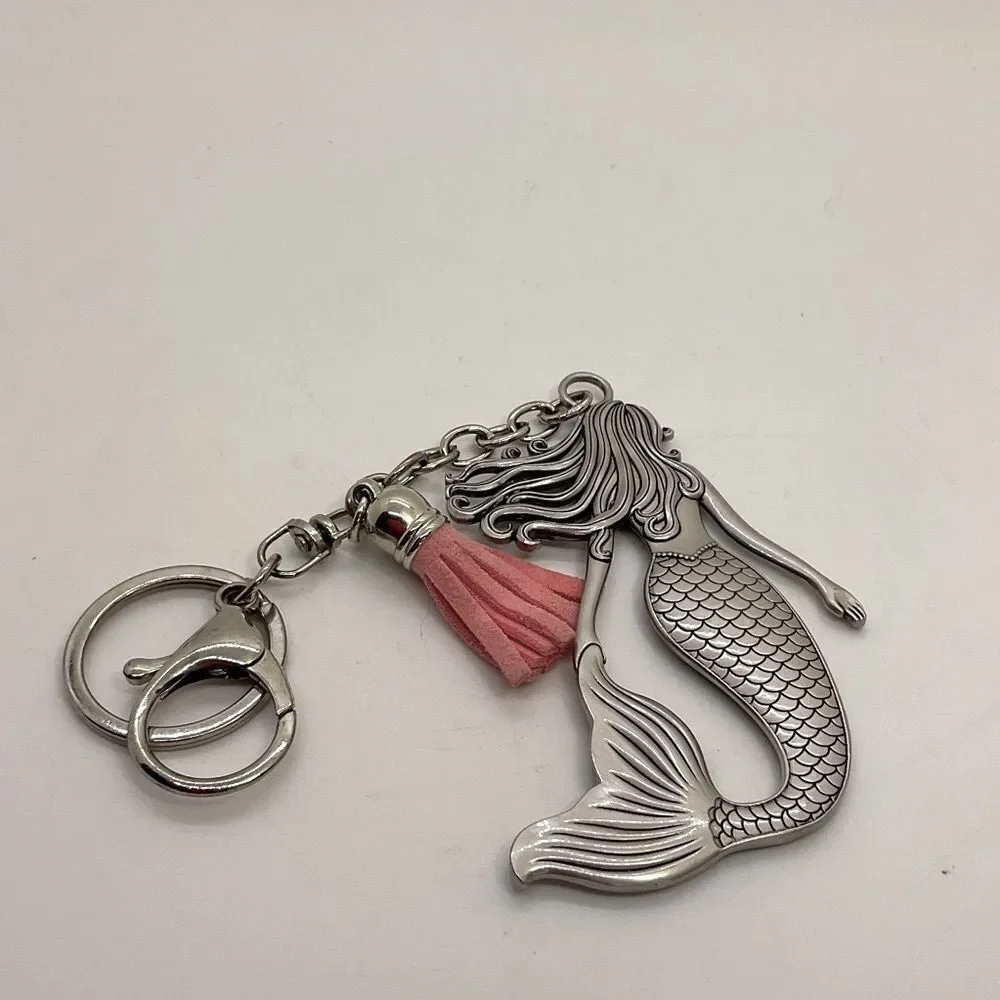 Mermaid Keychain with Pink Tassel