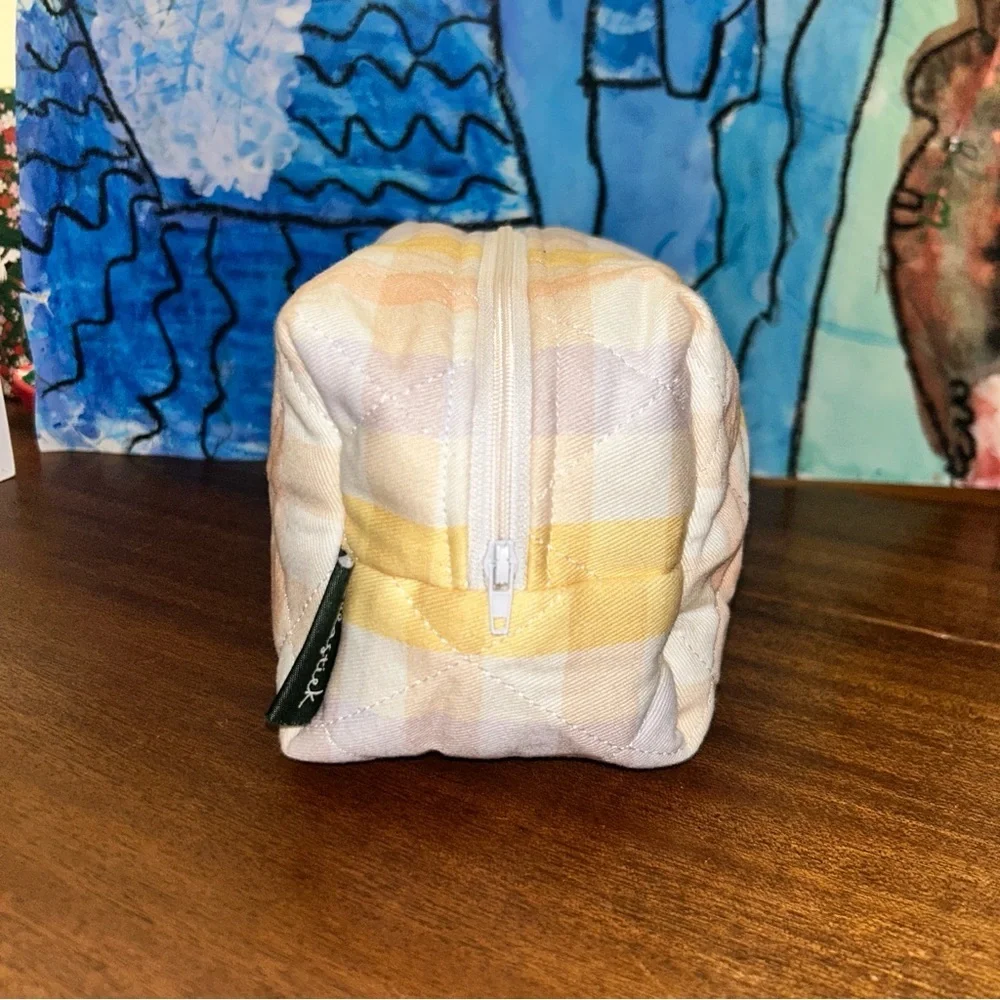 Plaid Cosmetic Bag by Indigo Wild - Yellow and Pink
