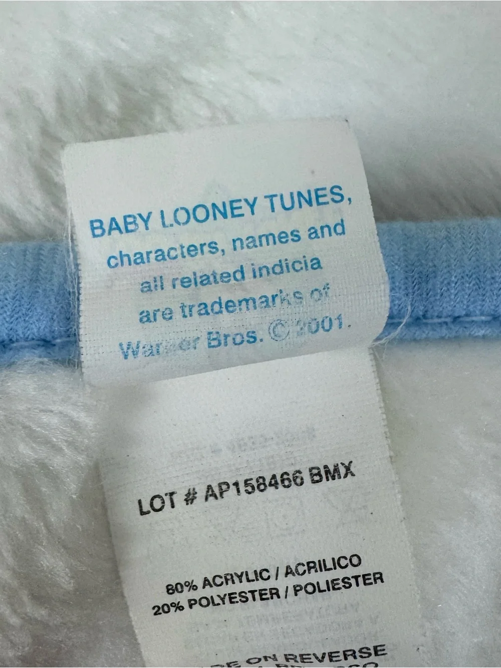 Vintage 2001 Baby Looney Tunes Bugs Bunny Balloon Plush Crib Blanket Y2K 42x30