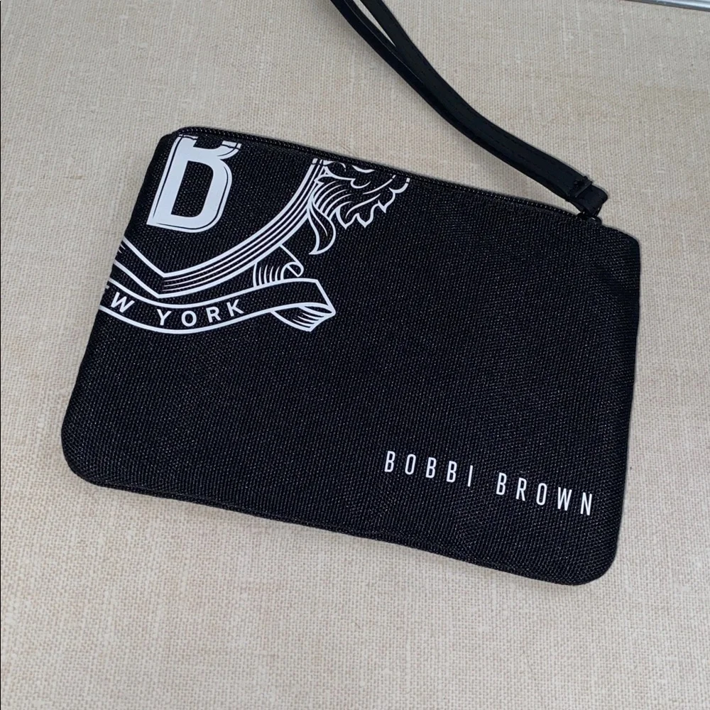 Bobbi Brown Black Cosmetic Makeup Zipper Wristlet‎ Bag