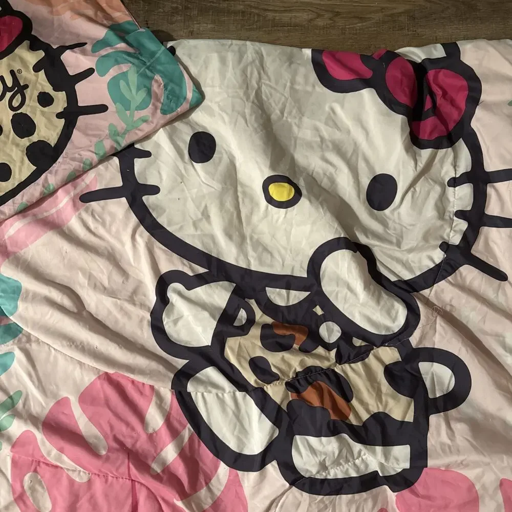 Rare Hello Kitty Comforter With Pillow Case 64x84 Double Sided Full Reversible