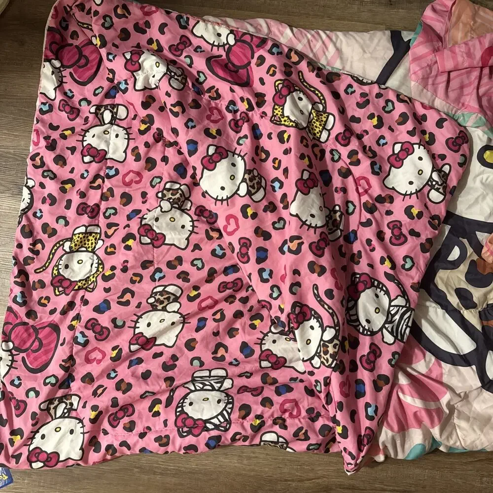 Rare Hello Kitty Comforter With Pillow Case 64x84 Double Sided Full Reversible