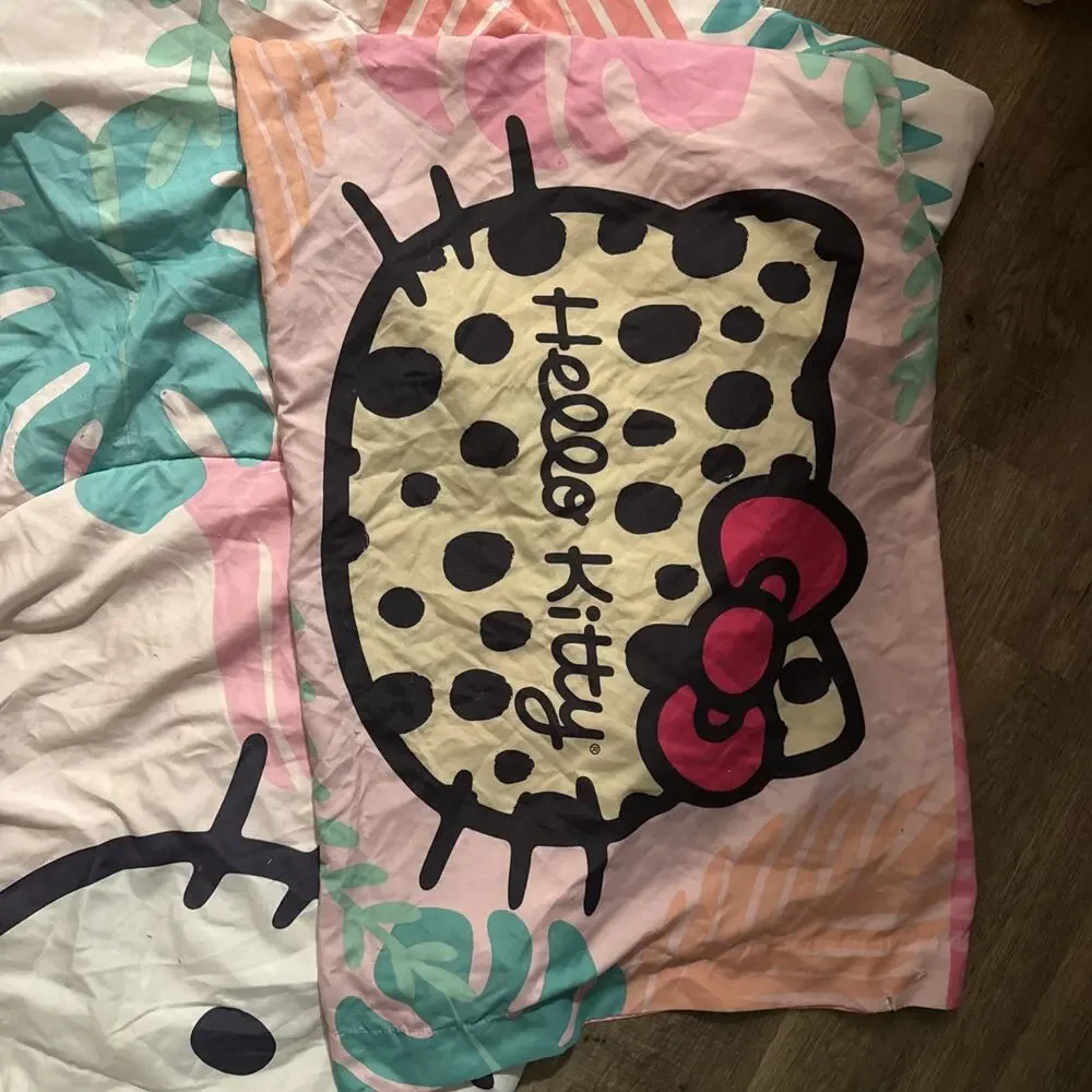 Rare Hello Kitty Comforter With Pillow Case 64x84 Double Sided Full Reversible
