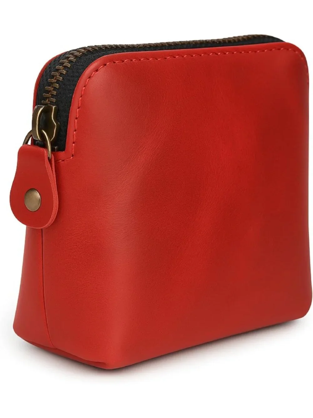 Premium Full Grain Leather Makeup Pouch - Small Travel Toiletry Organizer Bag