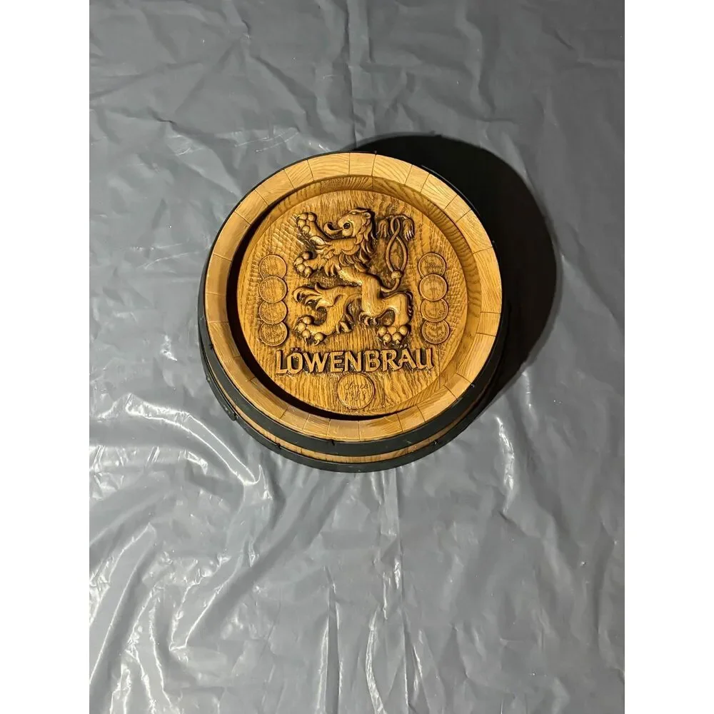 Lowenbrau Beer Lion Whiskey Vintage Keg Barrel 17'' Mancave