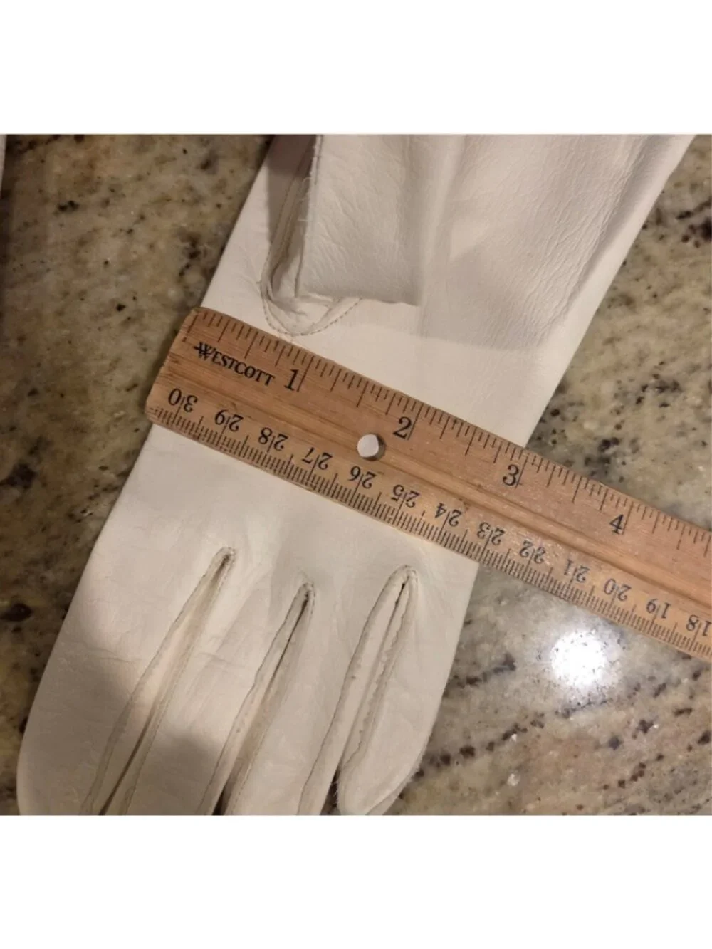 Vintage Womens Size S Off-White Leather Formal Gloves 10.5