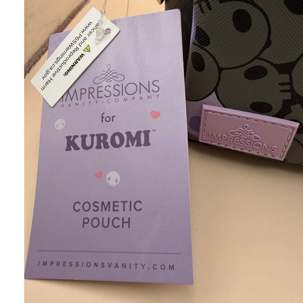 Impressions Vanity Sanrio Kuromi Cosmetic Pouch‎ Purple Skull Makeup Bag New