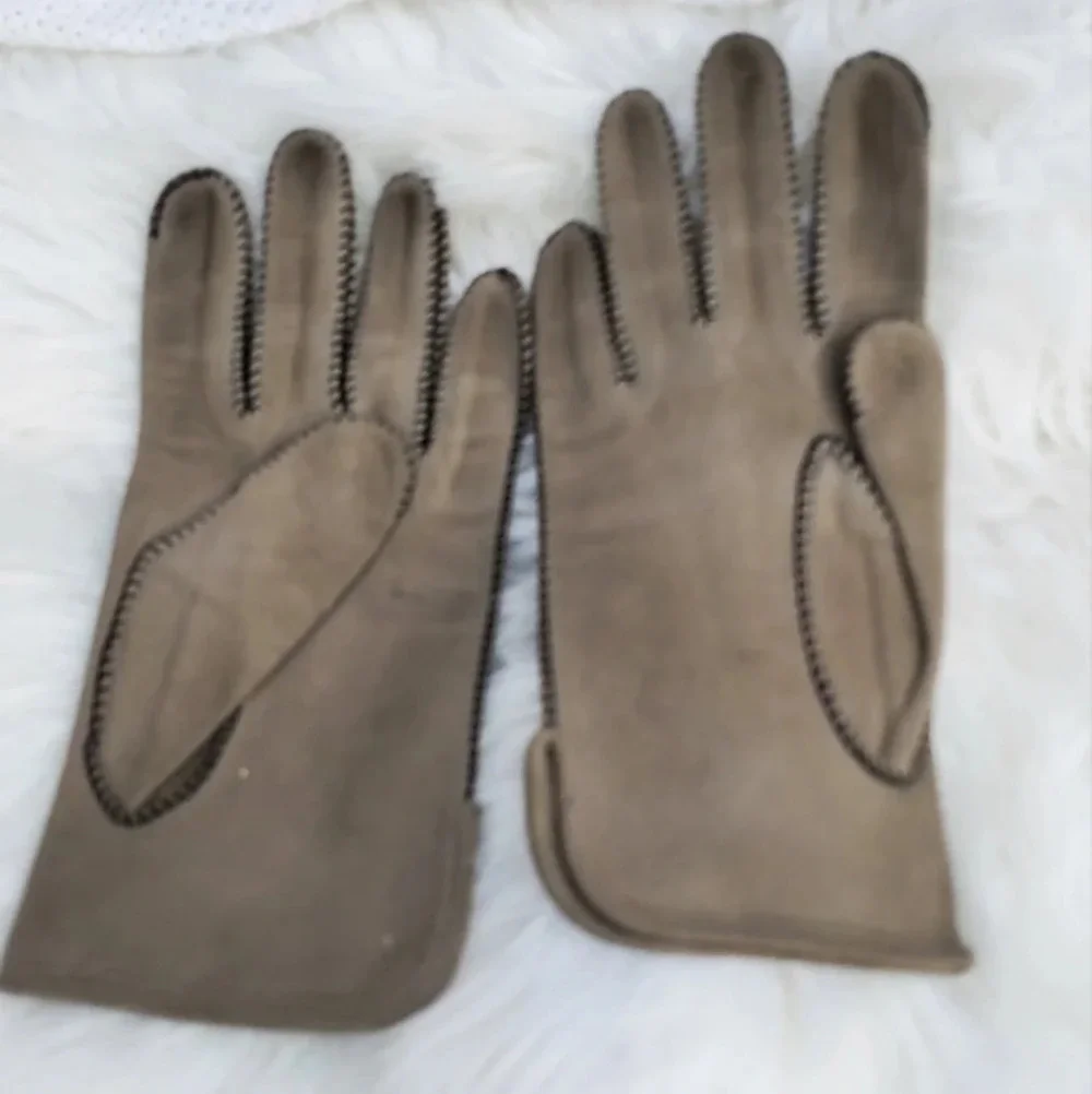 Fownes‎ Vintage  Gray Whipstiched Gloves 8