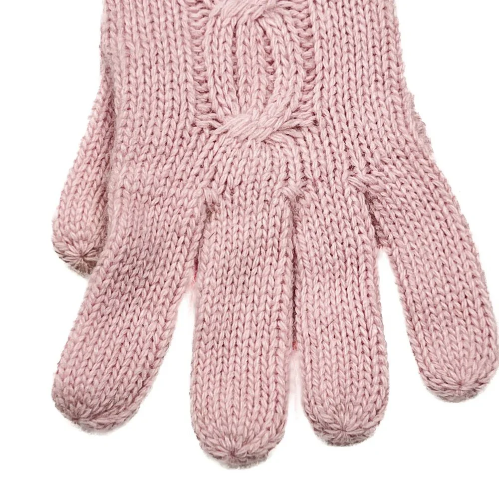 Y2K Vintage Lauren Ralph Lauren Lambswool Angora Cable‎ Knit Gloves Pink NWOT