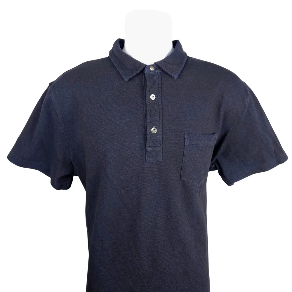 Ralph‎ Lauren Black Label Mens XL Navy Blue Cotton Pique Short Sleeve Polo Shirt