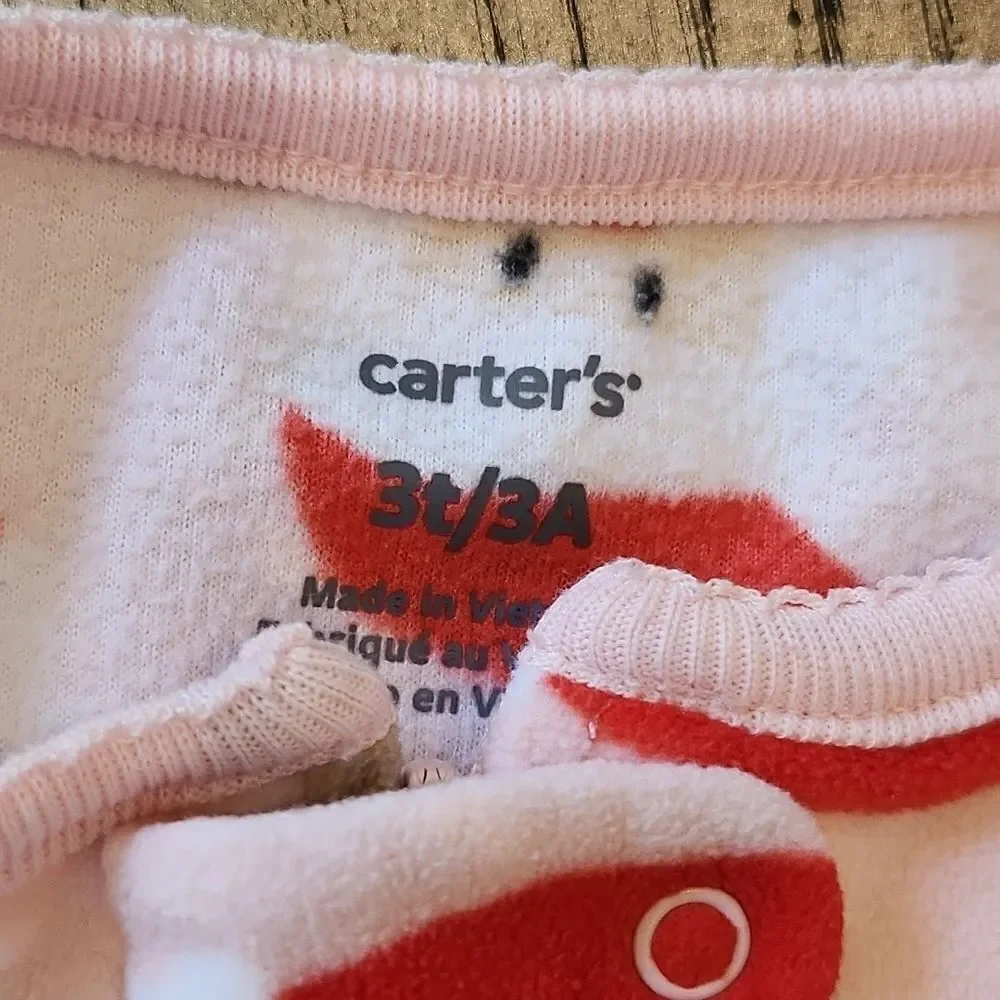 3T girls  Santa footed zip up onsie Carters
