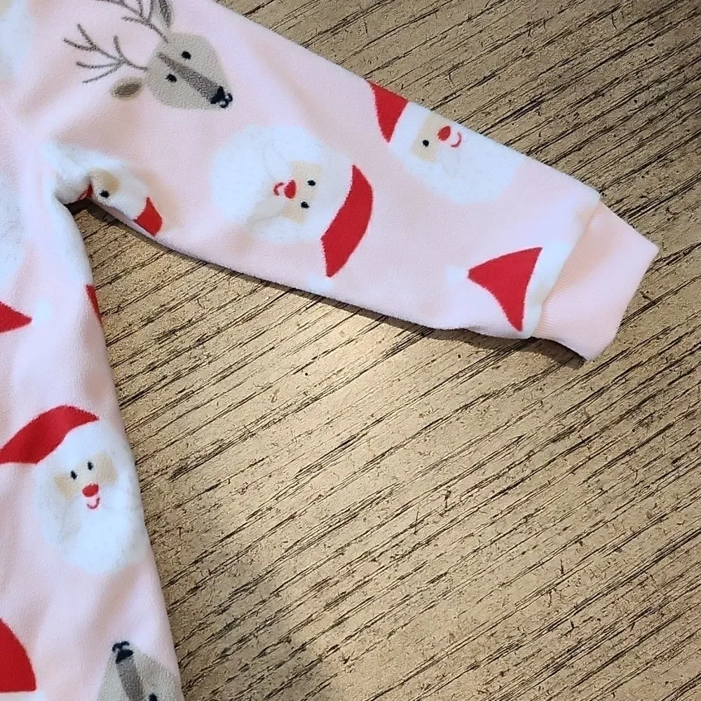 3T girls  Santa footed zip up onsie Carters