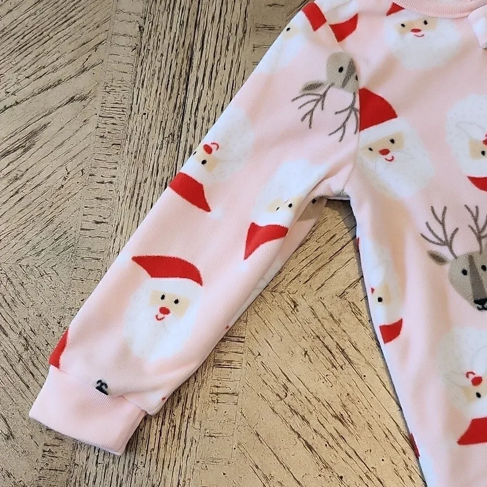 3T girls  Santa footed zip up onsie Carters