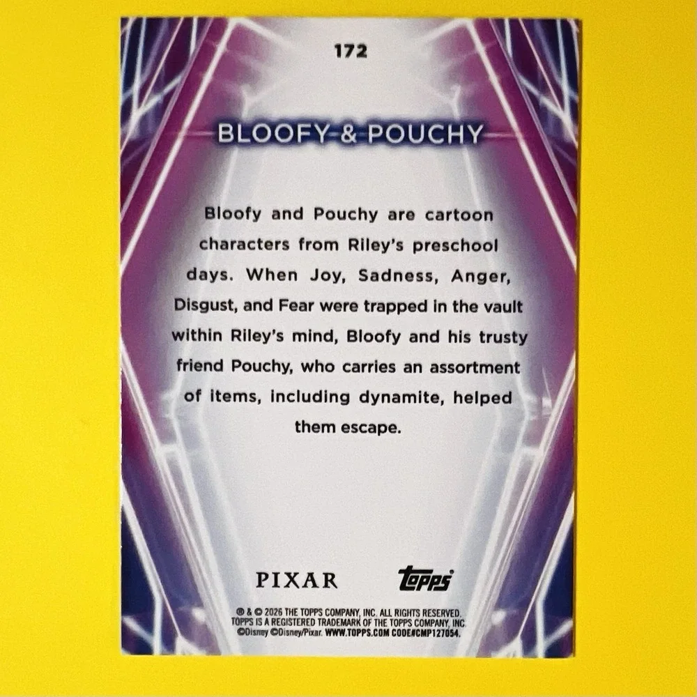 2026 Topps Disney Neon Bloofy & Pouchy‎ #172 Rainbow Refractor Pixar