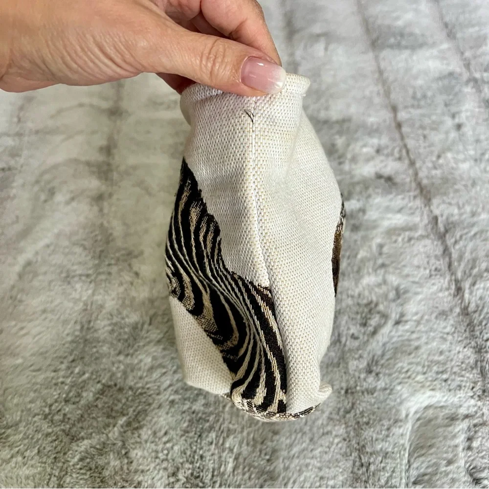 IOSIS Woven Tapestry Zebra Small Bag Made in France Chic Make Up Organizer