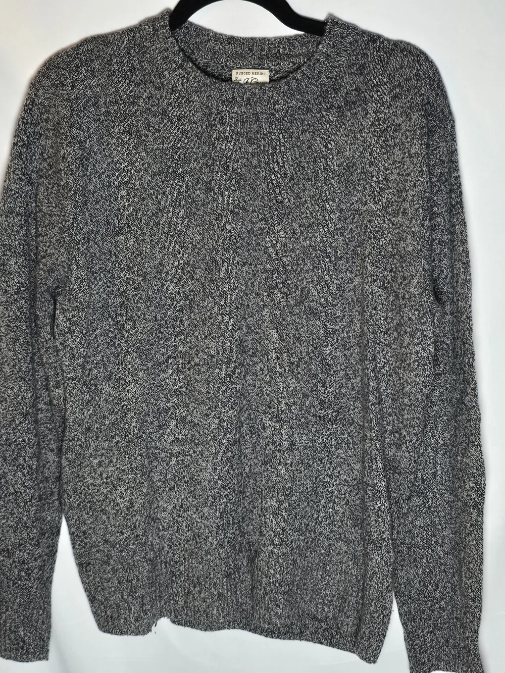 J Crew Marled Rugged Merino Wool Navy Speckled Crewneck Sweater, Sz M