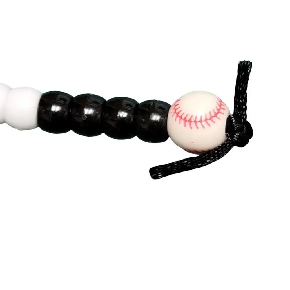 Baseball Keychain Blue White Black MLB Little League Sports‎ Fan Handmade Beaded