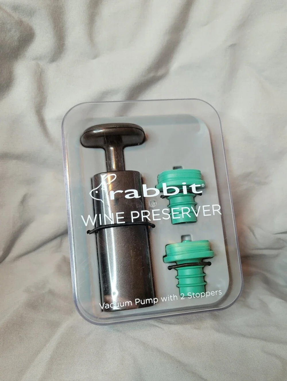 Rabbit Wine Preserver Vacuum Pump with Green Stoppers