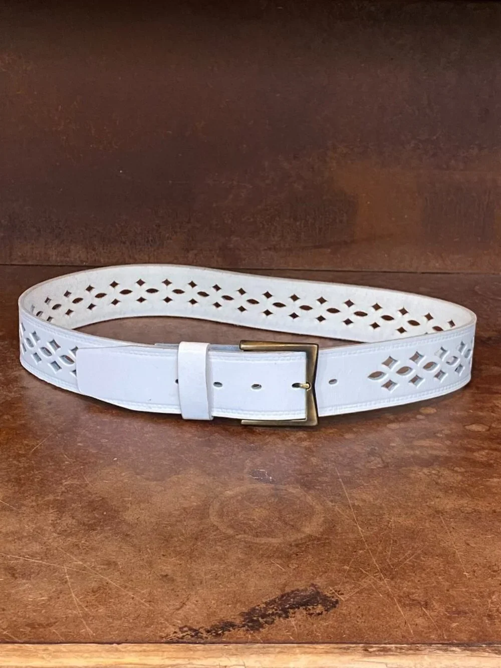 Vintage Thompsons White Leather GoGo Belt Harness Cowhide Diamond Size 34