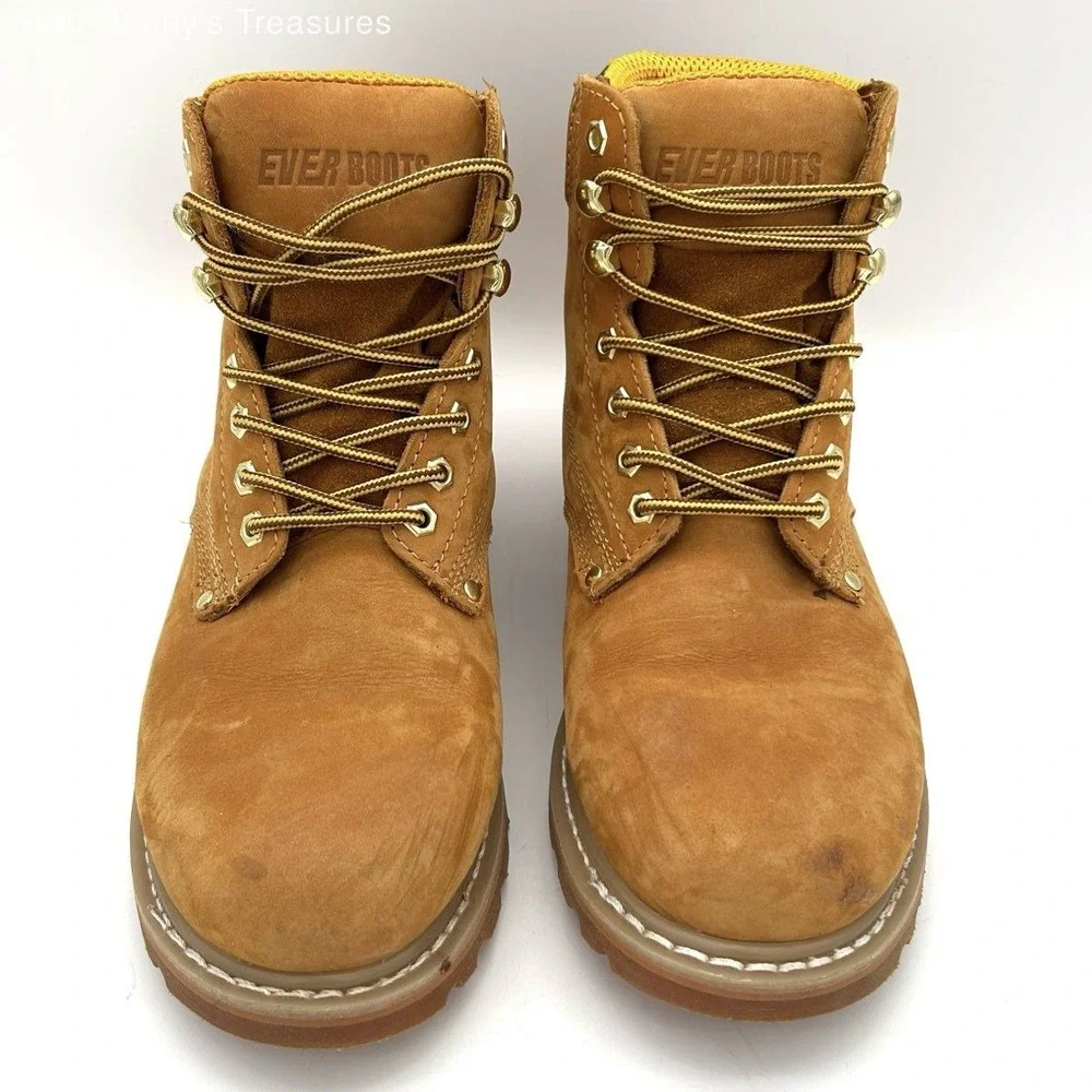 Ever Boots Tank EB611 Tan Leather Soft Toe Work Boots Men's Size 9.5