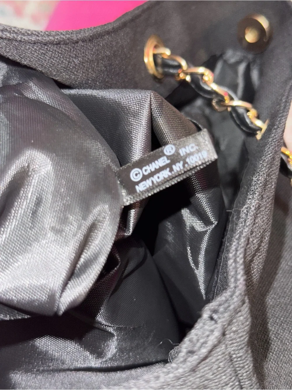 Black Canvas Tote Gold Chain
