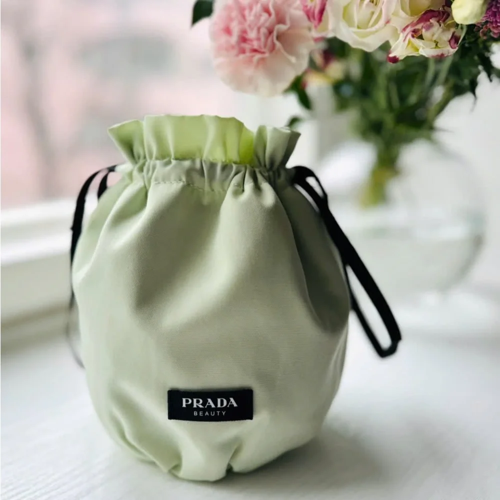 Prada Beauty Light Green Drawstring Cosmetic Pouch
