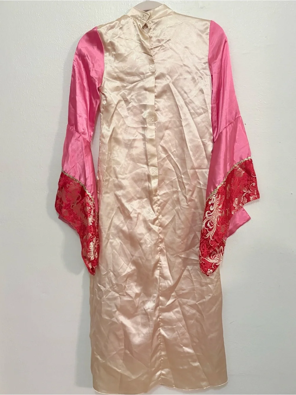 Elegant Cream & Pink Embroidered Long Dress- costume size 12