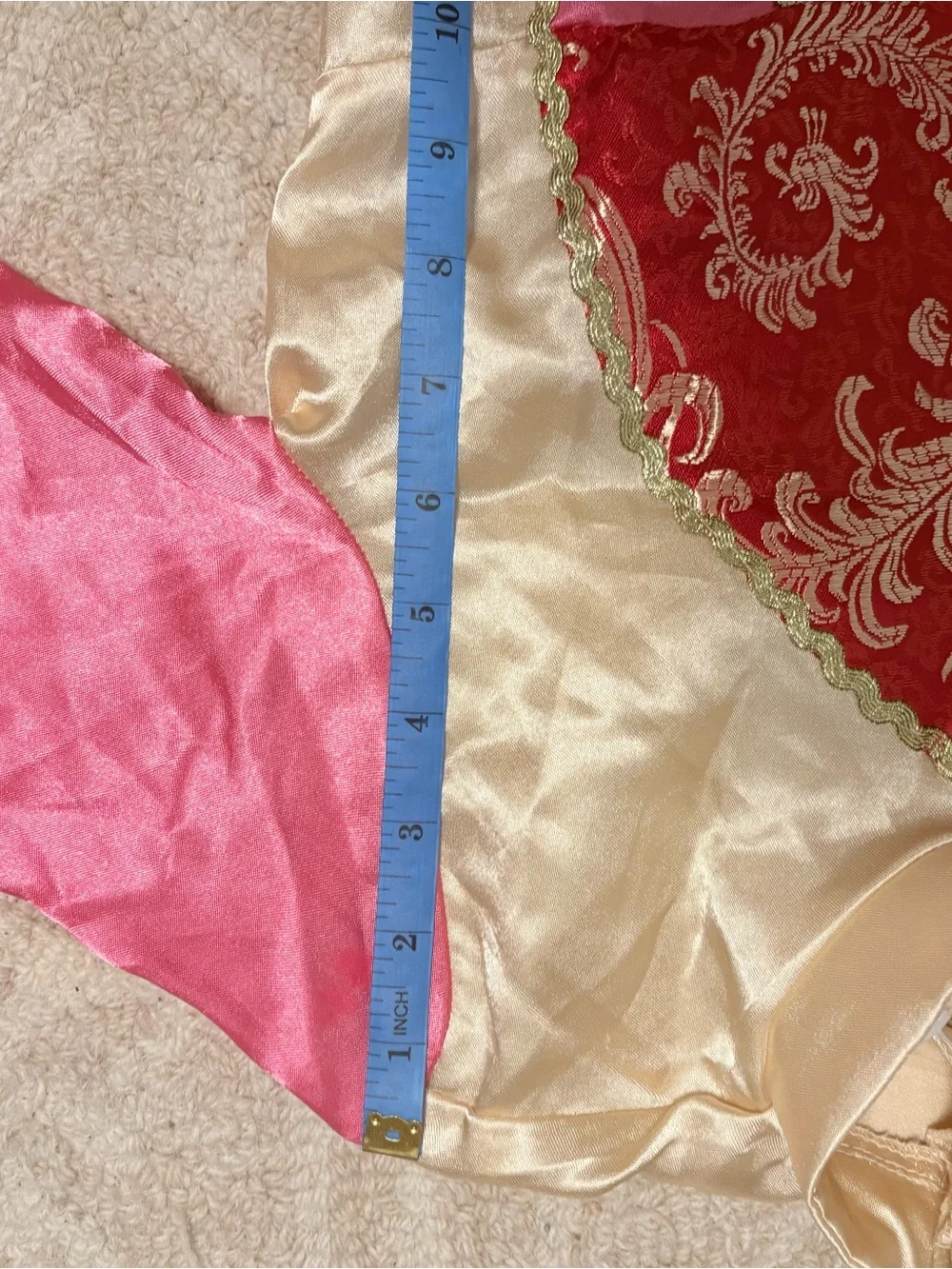 Elegant Cream & Pink Embroidered Long Dress- costume size 12