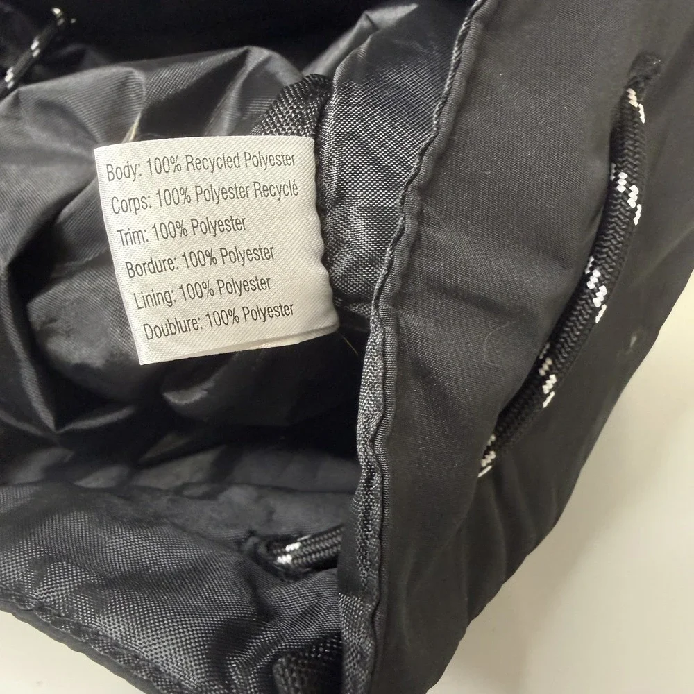 Victoria Secret PINK Draw String Mesh Pocket BAG Backpack BLACK GYM SCHOOL