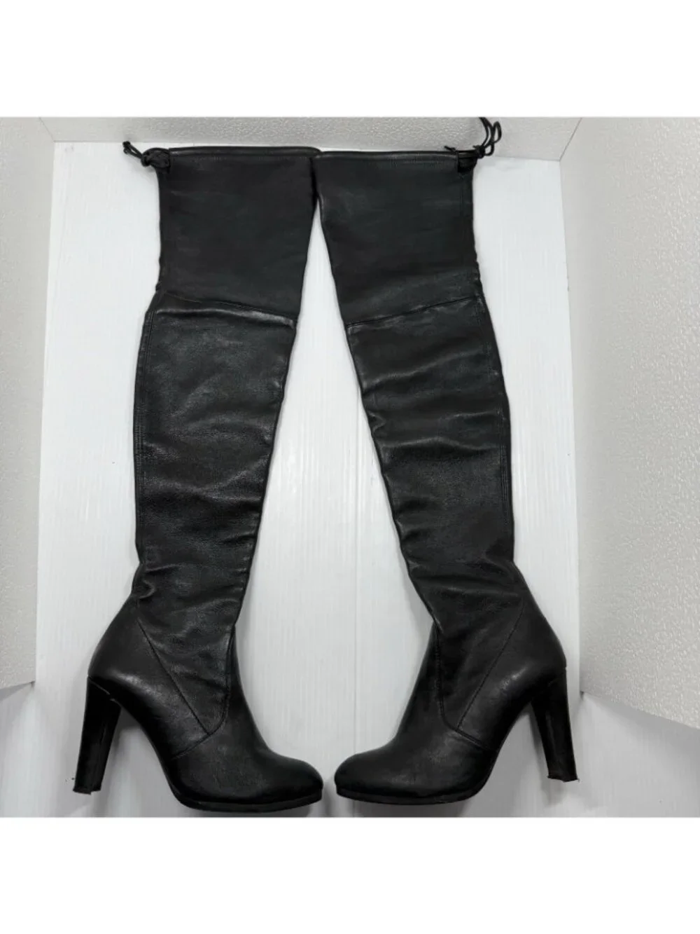 Stuart Weitzman Womens Over Knee Boots Size 7 Black Leather Old Money Designer