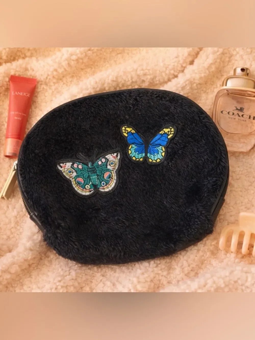 Butterfly Black Makeup Bag Travel Cosmetic Pouch