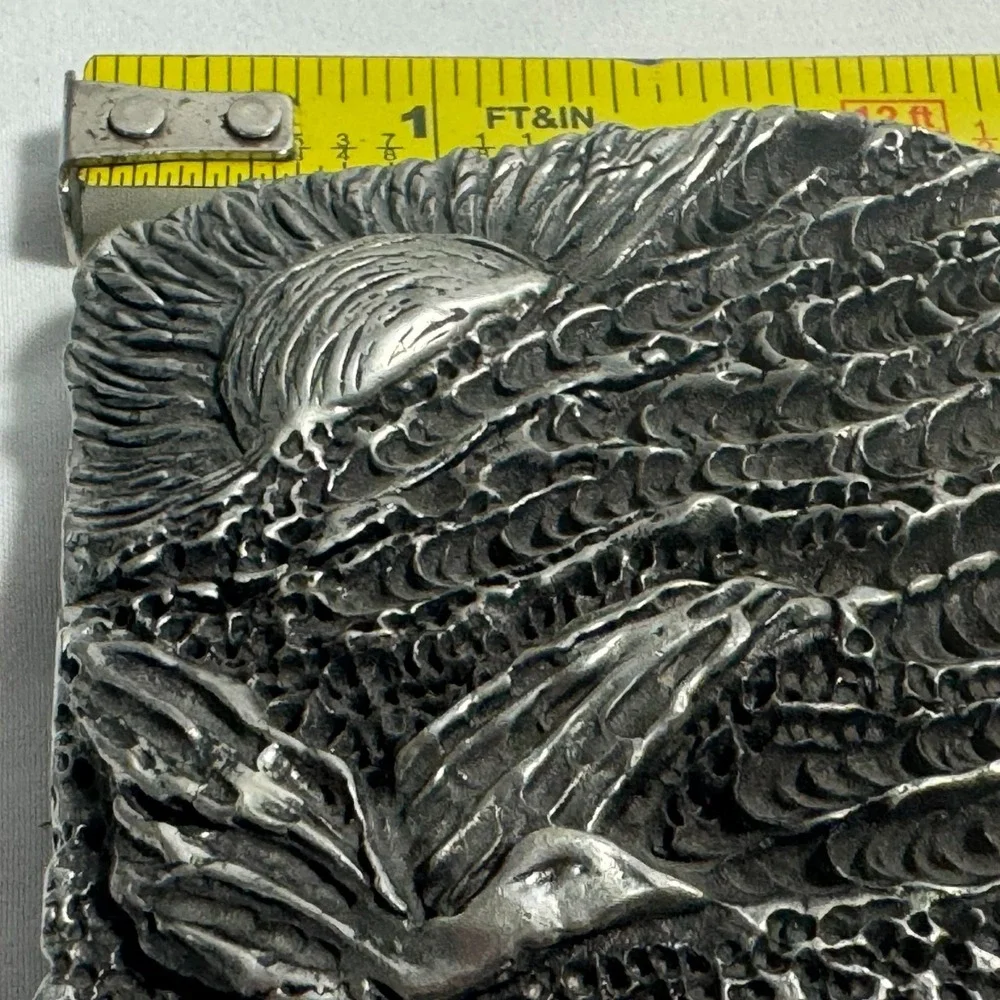 Vintage Heritage Pewter Belt Buckle1009 Ocean Scene Sunset Seagul‎ 3D