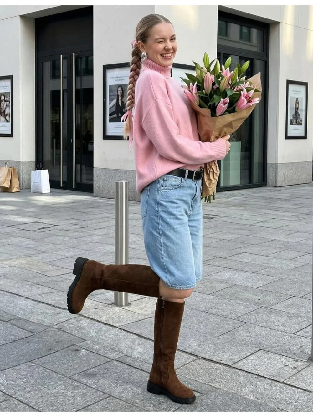 Women's Chocolate Faux Suede Low Block Heel Casual Side Zipper Knee High Boots
