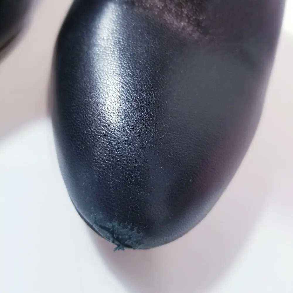 Aquazurra Black Leather Over the Knee Heels Boots