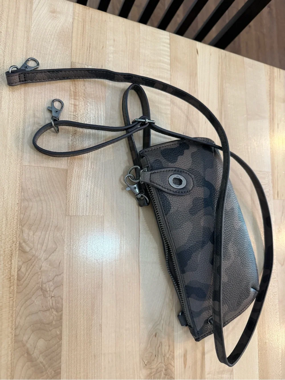 Super cute Brown Camo Leather Crossbody Belt Bag