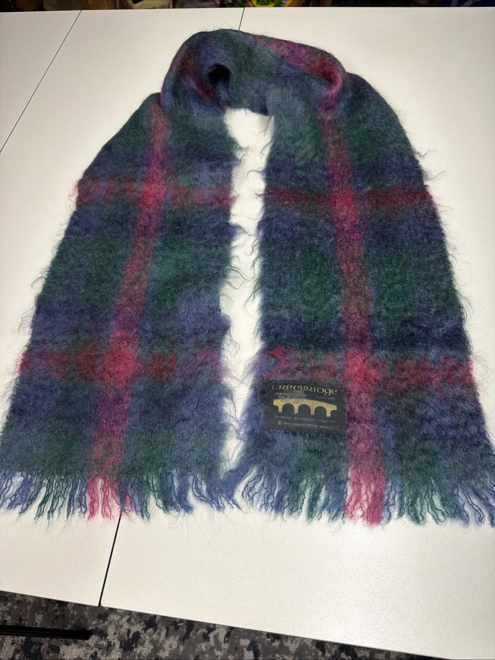 VTG ‎ Creebridge Classic Scotland High Quality Fluffy Mohair Tartan Plaid Scarf